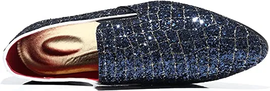Men's Metallic Glitter Smoking Loafers