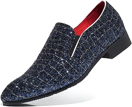 Men's Metallic Glitter Smoking Loafers