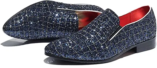 Men's Metallic Glitter Smoking Loafers
