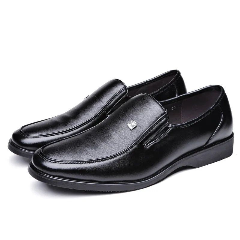 Men's Round Toe PU Leather Slip-On Dress Shoes With Rubber Sole