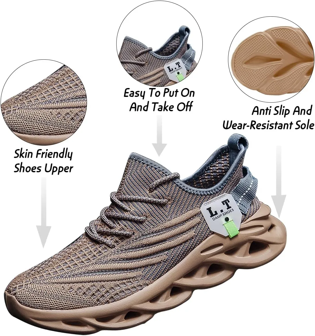Mens Running Walking Tennis Shoes Mens Casual Fashion Gym Hiking Shoes for Men Sneakers Work Breathable Comfortable Lightweight