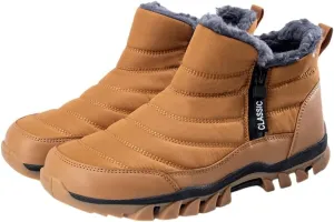 Men's Slip On Snow Boots with Warm Plush Lining, Comfy Non Slip Durable Thermal Side Zipper Design Shoes, Men's Winter Footwear