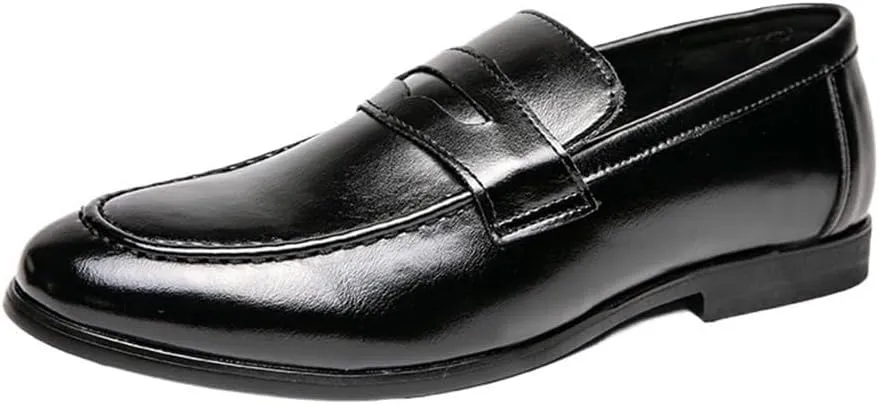 Mens Spring Slip On Dress Loafers Low Top Non Slip Walking Lightweight Bean Comfy Casual Leather Shoes
