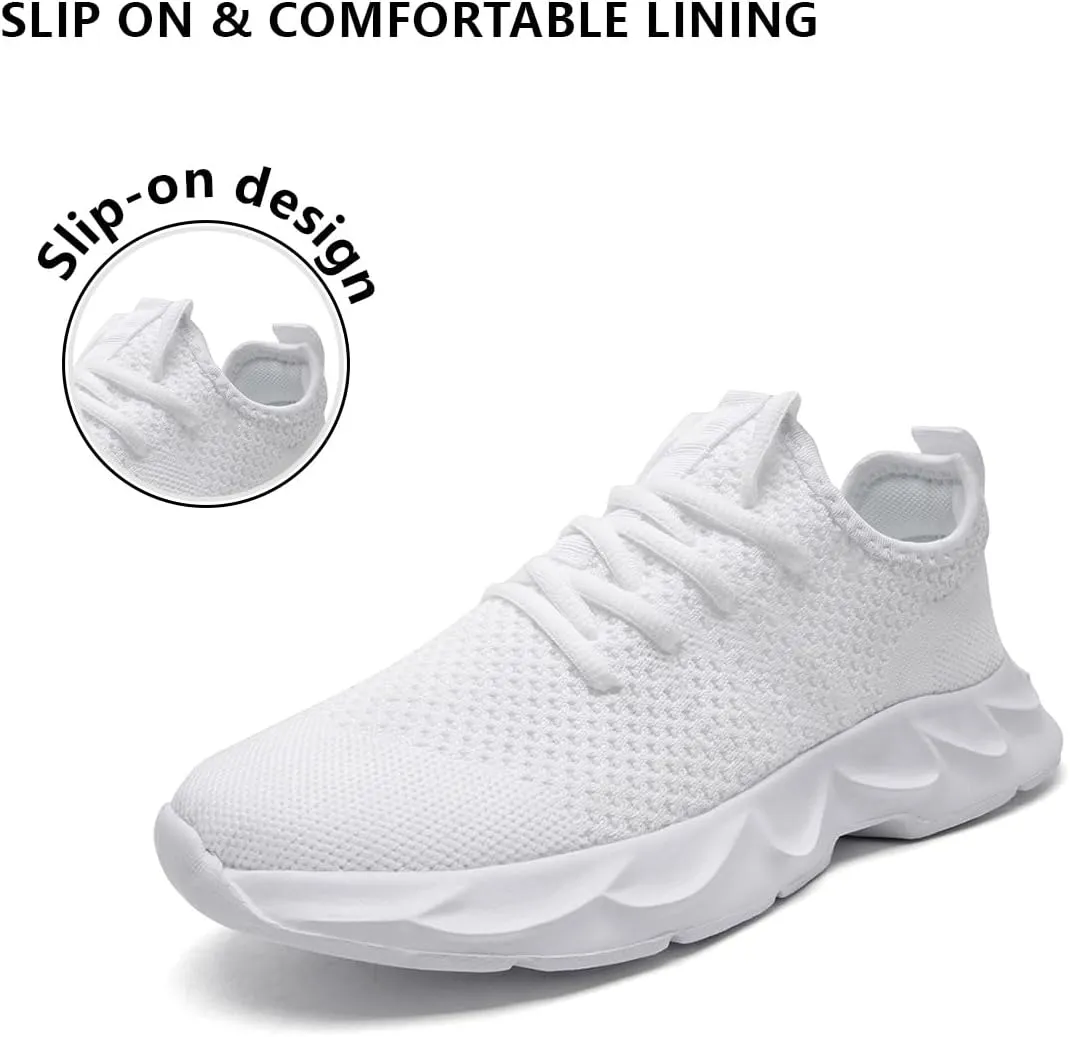 Mens Walking Shoes Running Trainers Sneakes Athletic Gym Fitness Sport Shoes Non Slip Breathable Mesh Comfortable Workout Fashion Slip On