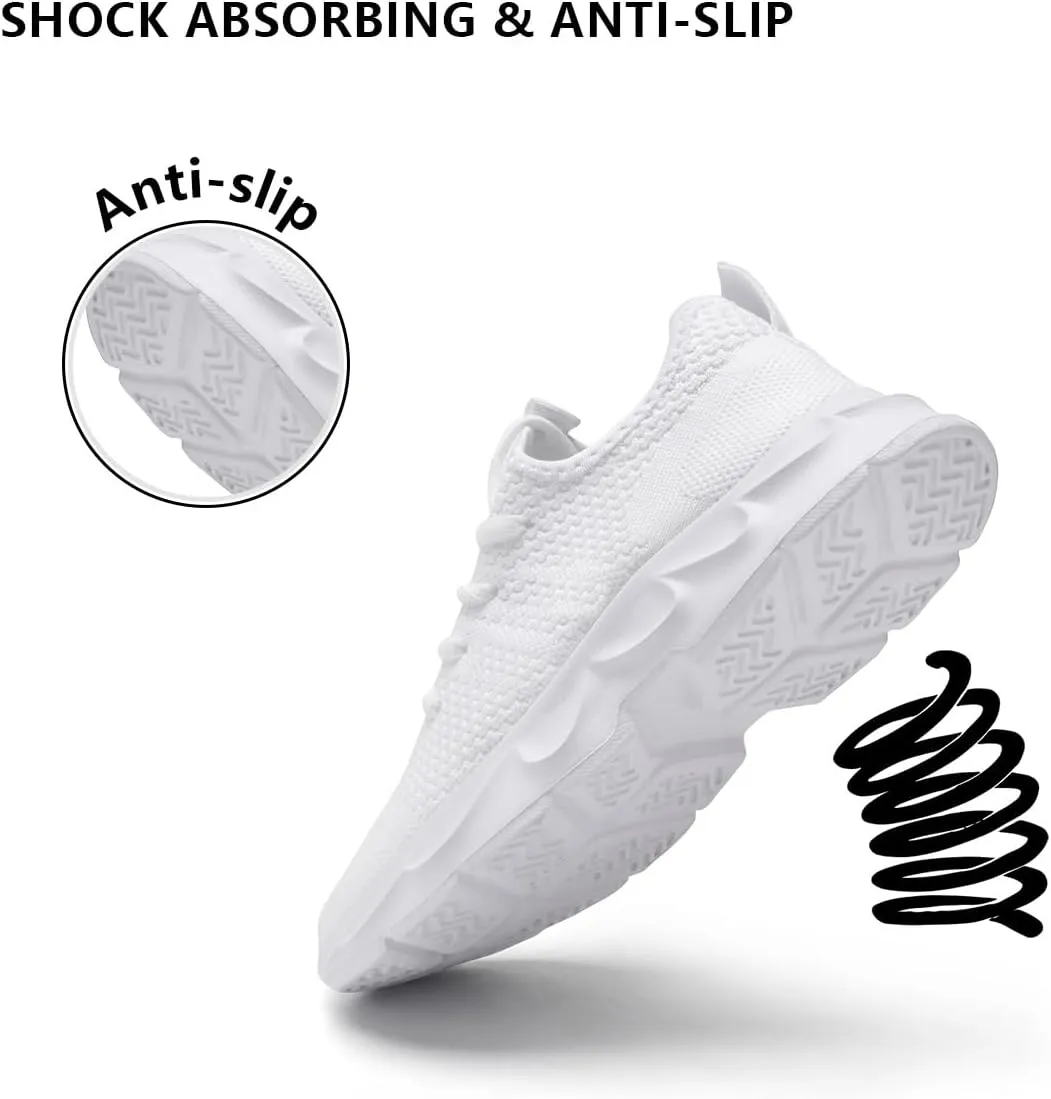 Mens Walking Shoes Running Trainers Sneakes Athletic Gym Fitness Sport Shoes Non Slip Breathable Mesh Comfortable Workout Fashion Slip On
