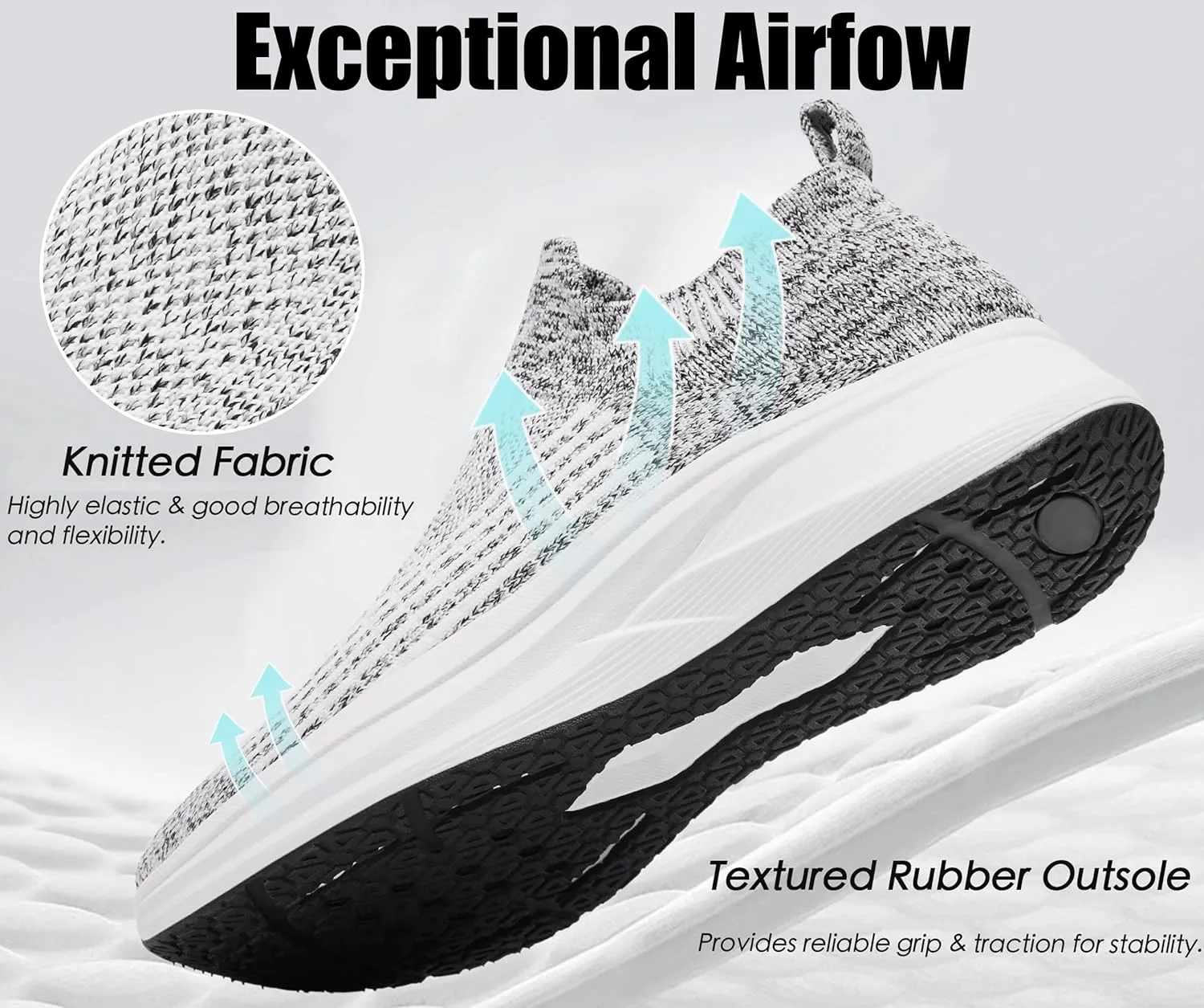 Mens Wide Slip On Walking Shoes Lightweight Breathable Comfortable Socks Shoes Fashion Non Slip Sneakers for Men