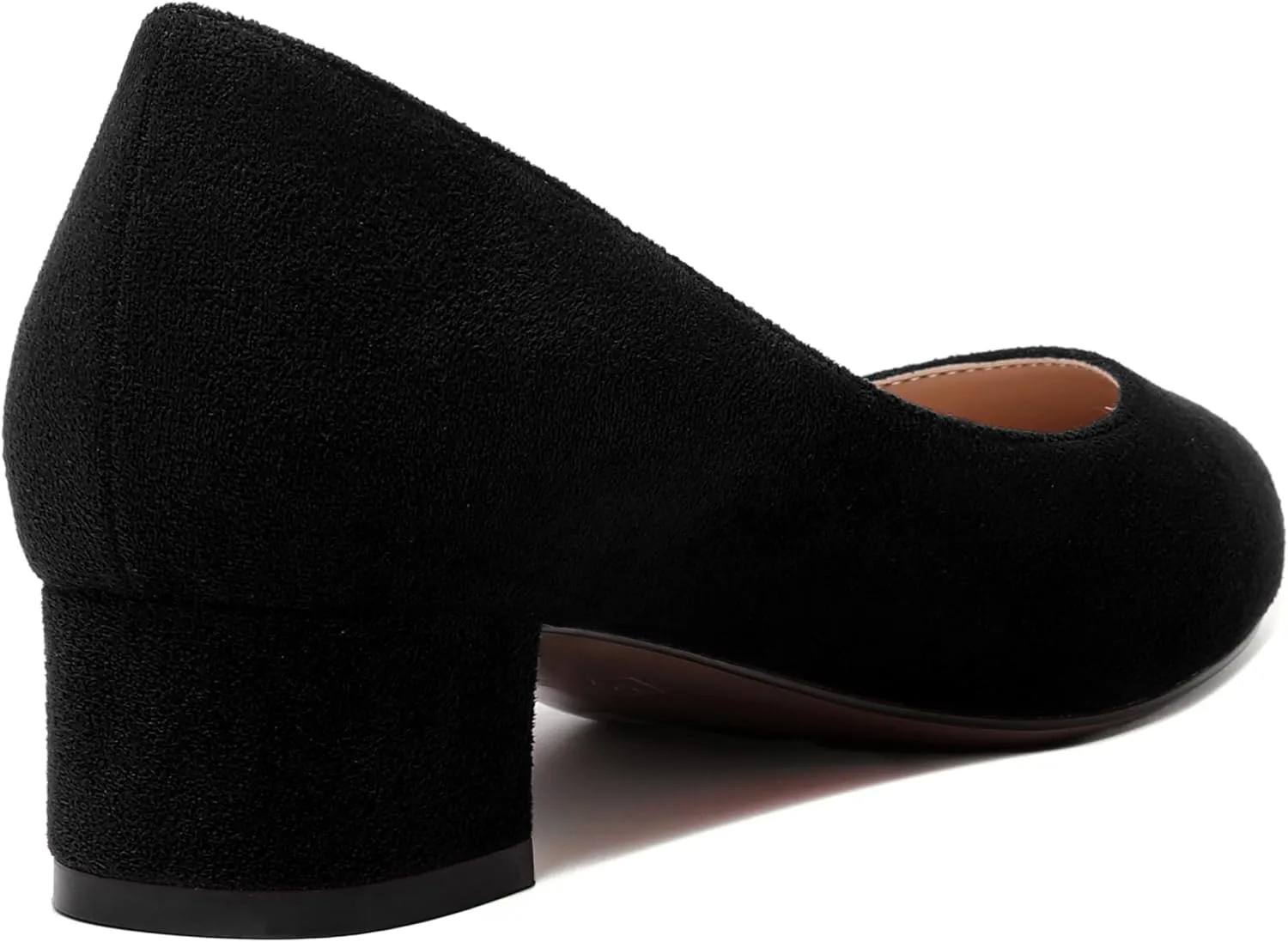 MERRORI Womens Casual Solid Round Toe Office Slip On Suede Chunky Low Heel Pumps Shoes 1.5 Inch