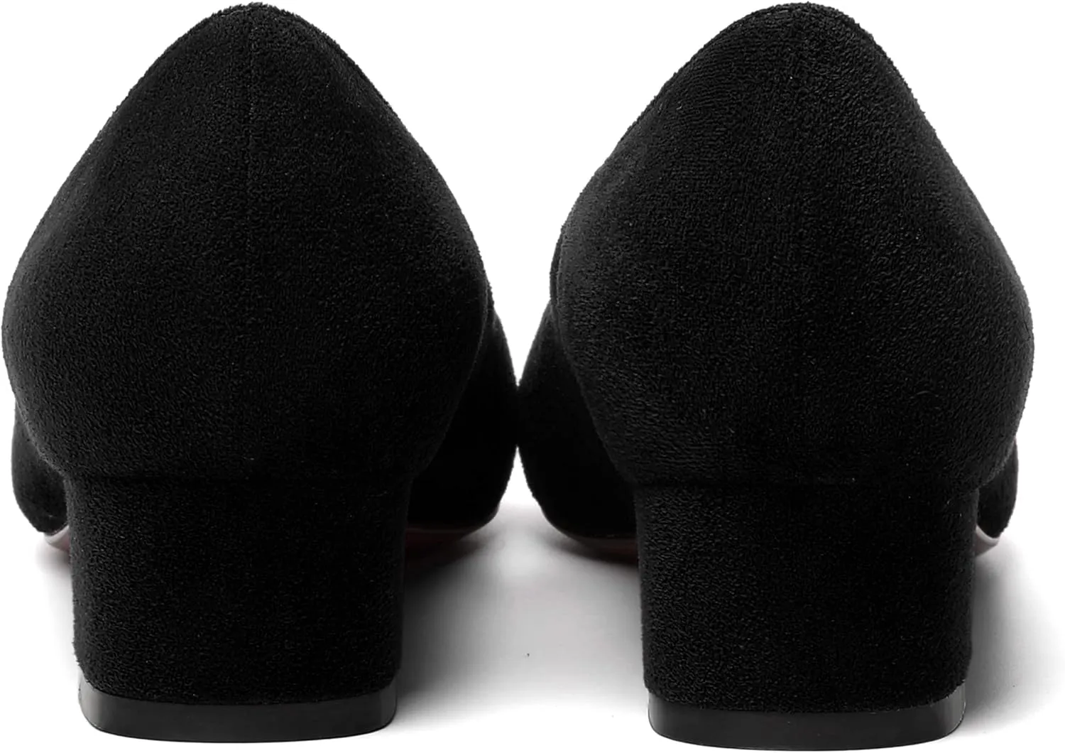 MERRORI Womens Casual Solid Round Toe Office Slip On Suede Chunky Low Heel Pumps Shoes 1.5 Inch