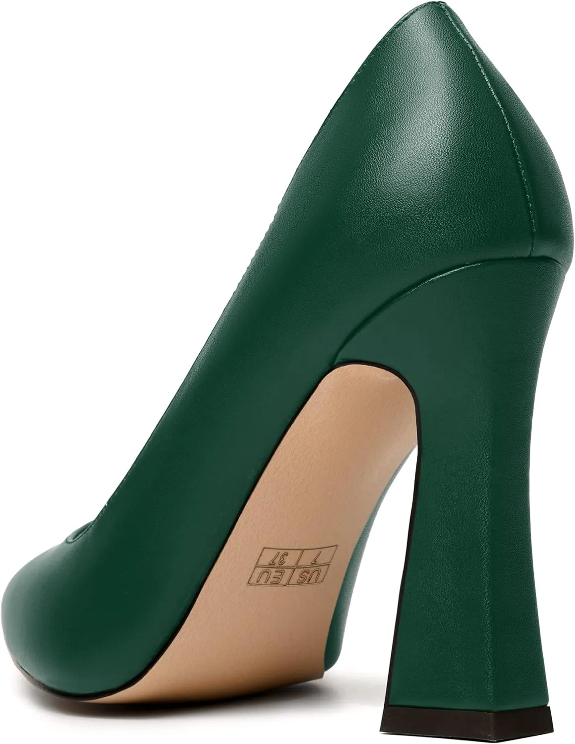 MERRORI Women's Chunky High Heels Slip On Block Pointed Toe Matte Dress Wedding Heel Pumps Shoes 4 Inch