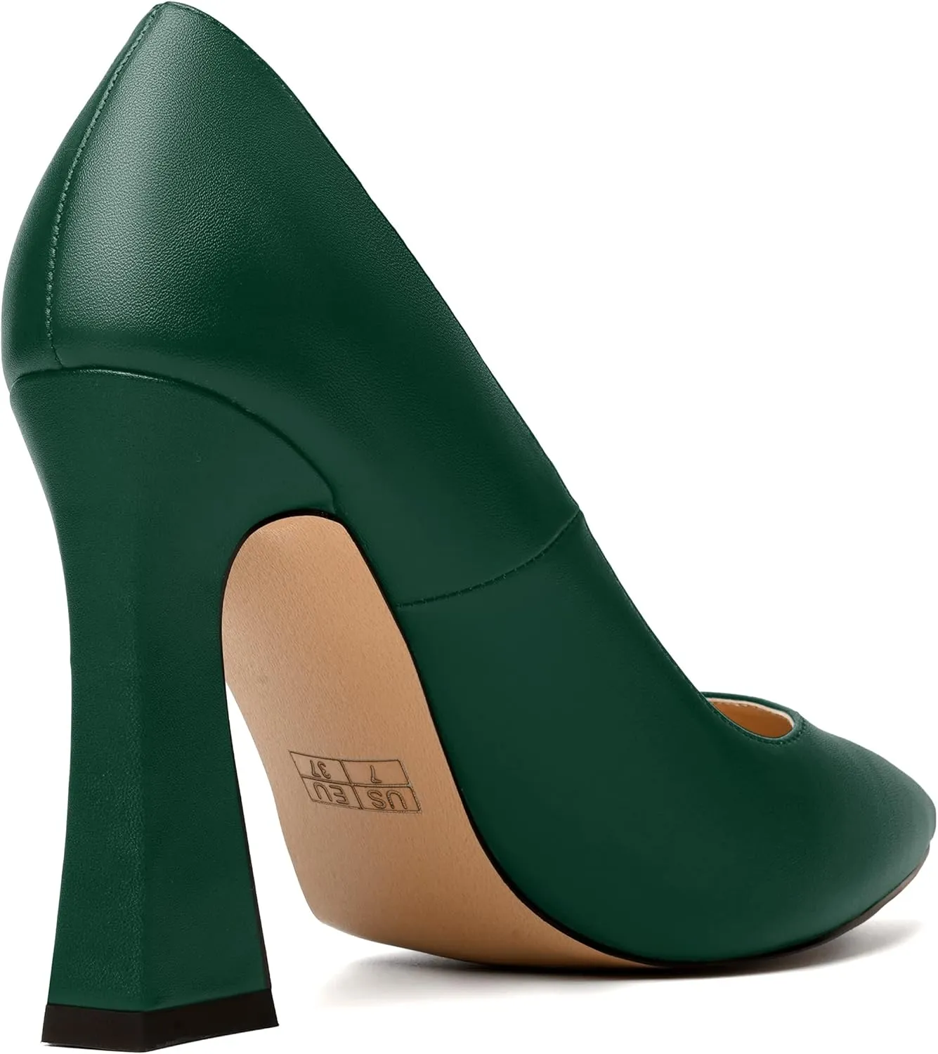 MERRORI Women's Chunky High Heels Slip On Block Pointed Toe Matte Dress Wedding Heel Pumps Shoes 4 Inch