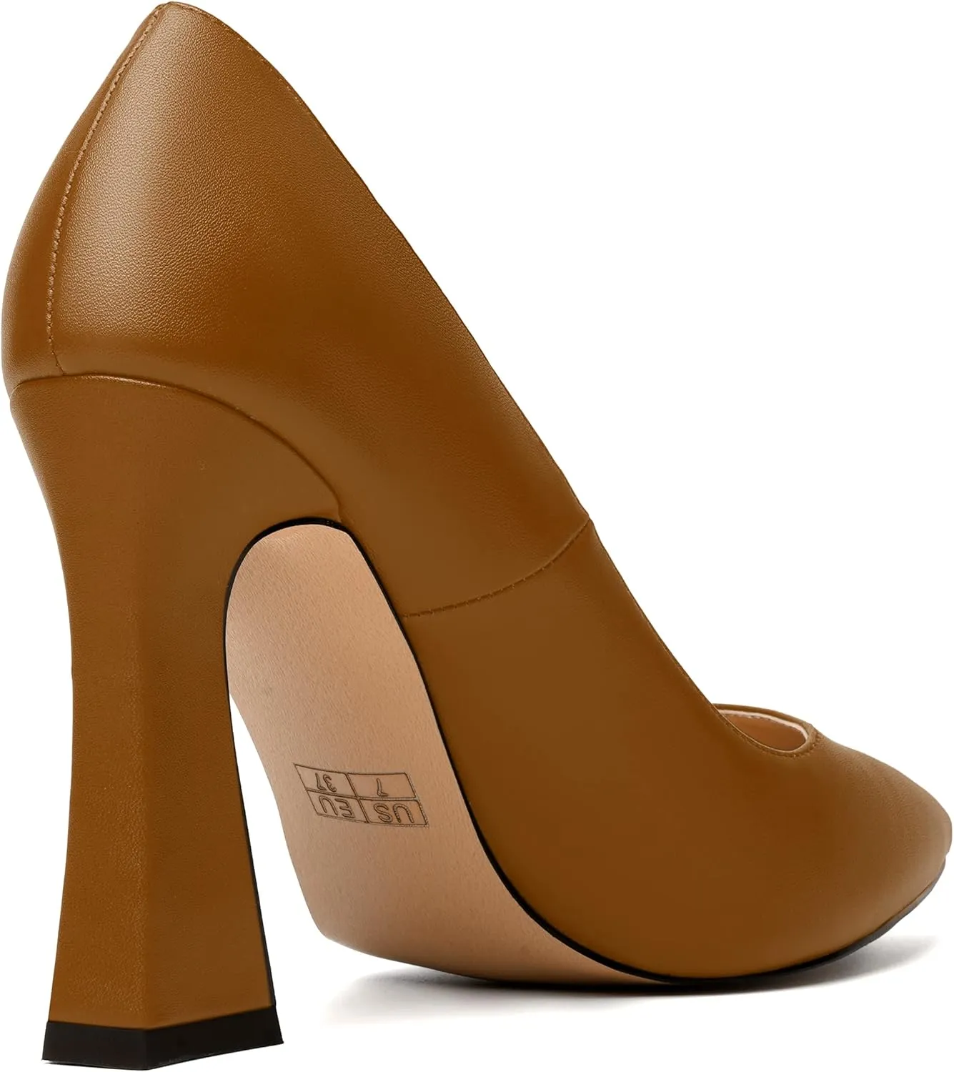 MERRORI Women's Chunky High Heels Slip On Block Pointed Toe Matte Dress Wedding Heel Pumps Shoes 4 Inch