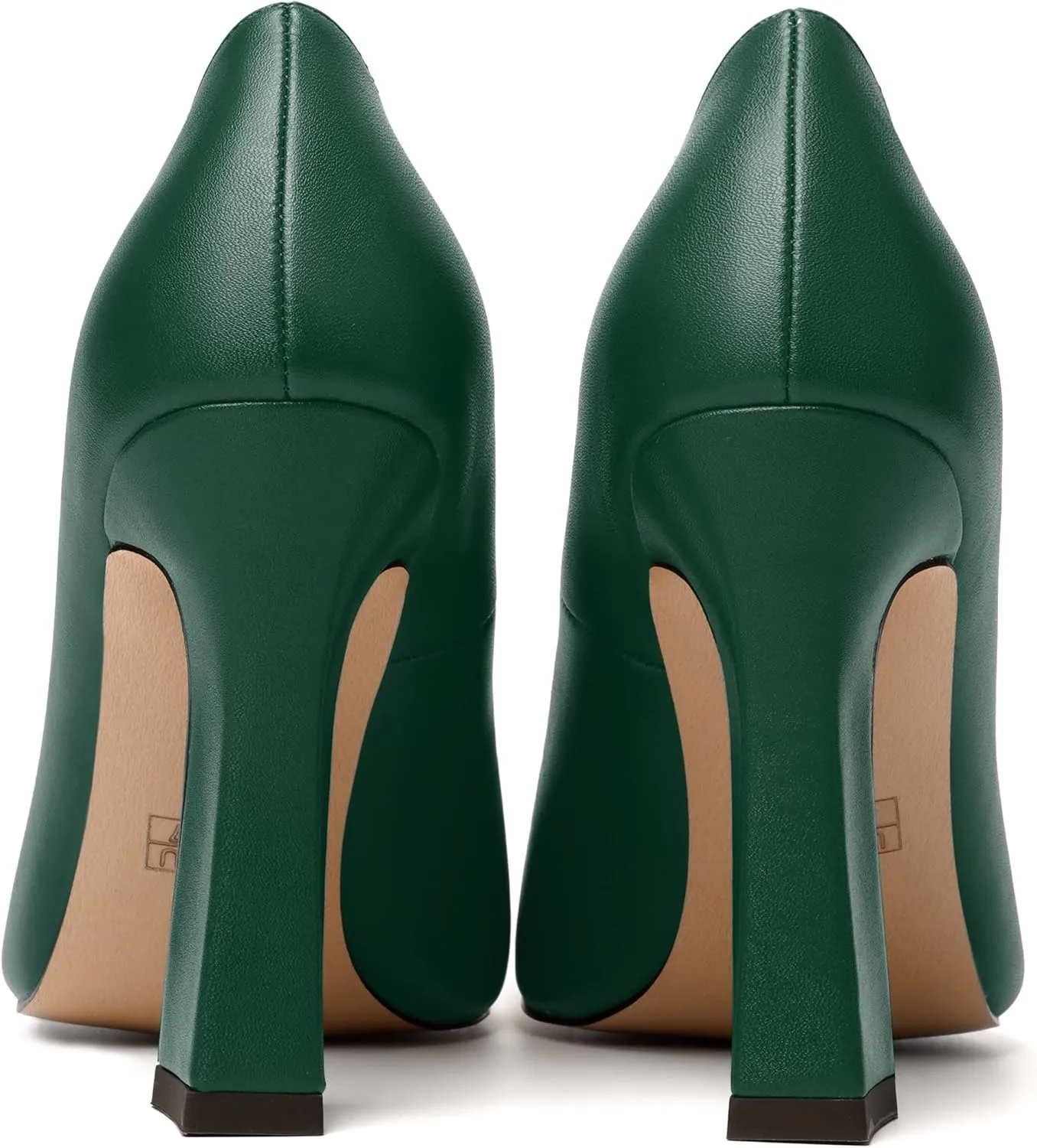 MERRORI Women's Chunky High Heels Slip On Block Pointed Toe Matte Dress Wedding Heel Pumps Shoes 4 Inch
