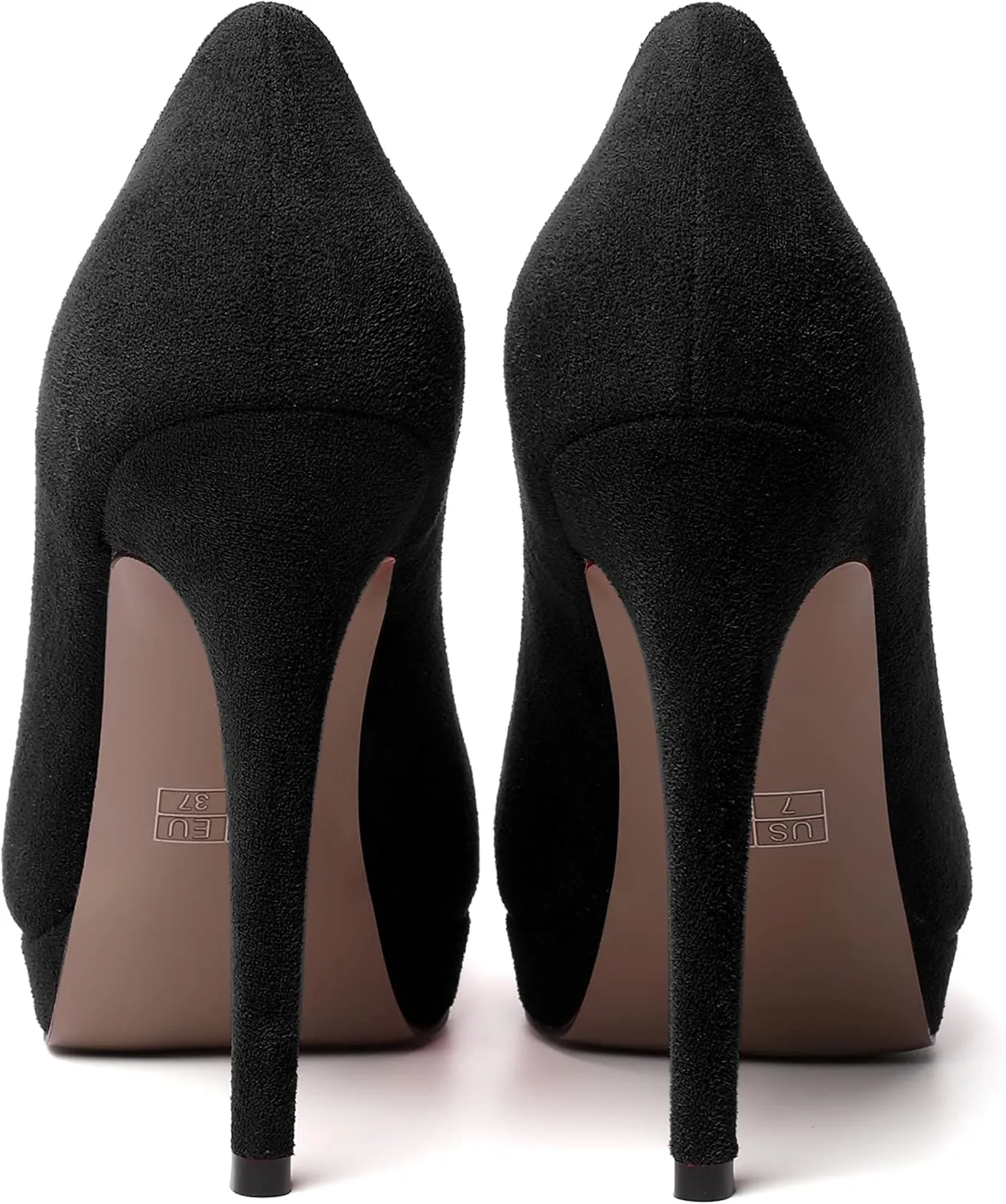 MERRORI Womens Dress Shoes Pointed Toe Cute Suede Slip On Evening Platform Stiletto High Heel Pumps Shoes 4.7 Inch