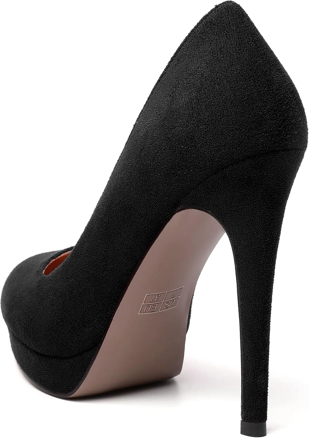 MERRORI Womens Dress Shoes Pointed Toe Cute Suede Slip On Evening Platform Stiletto High Heel Pumps Shoes 4.7 Inch