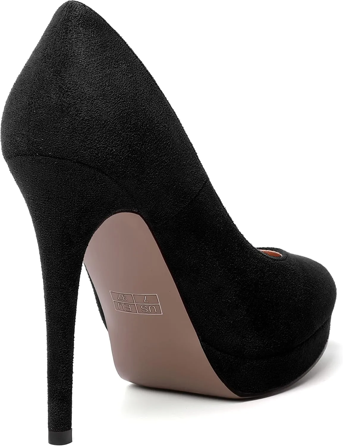 MERRORI Womens Dress Shoes Pointed Toe Cute Suede Slip On Evening Platform Stiletto High Heel Pumps Shoes 4.7 Inch