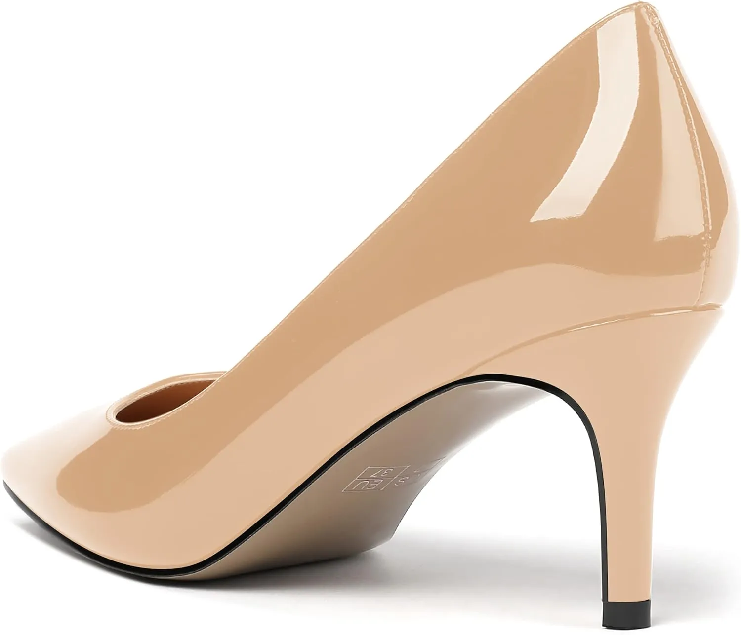 MERRORI Women's Patent Square Toe Slip On Solid Stiletto Mid Heel Pumps Shoes 2.5 Inch
