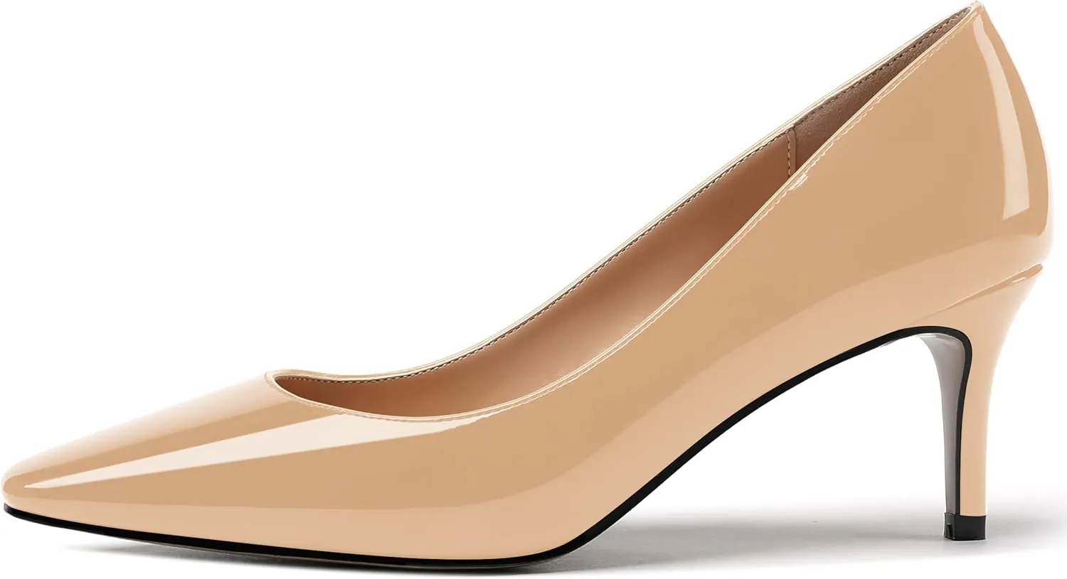 MERRORI Women's Patent Square Toe Slip On Solid Stiletto Mid Heel Pumps Shoes 2.5 Inch