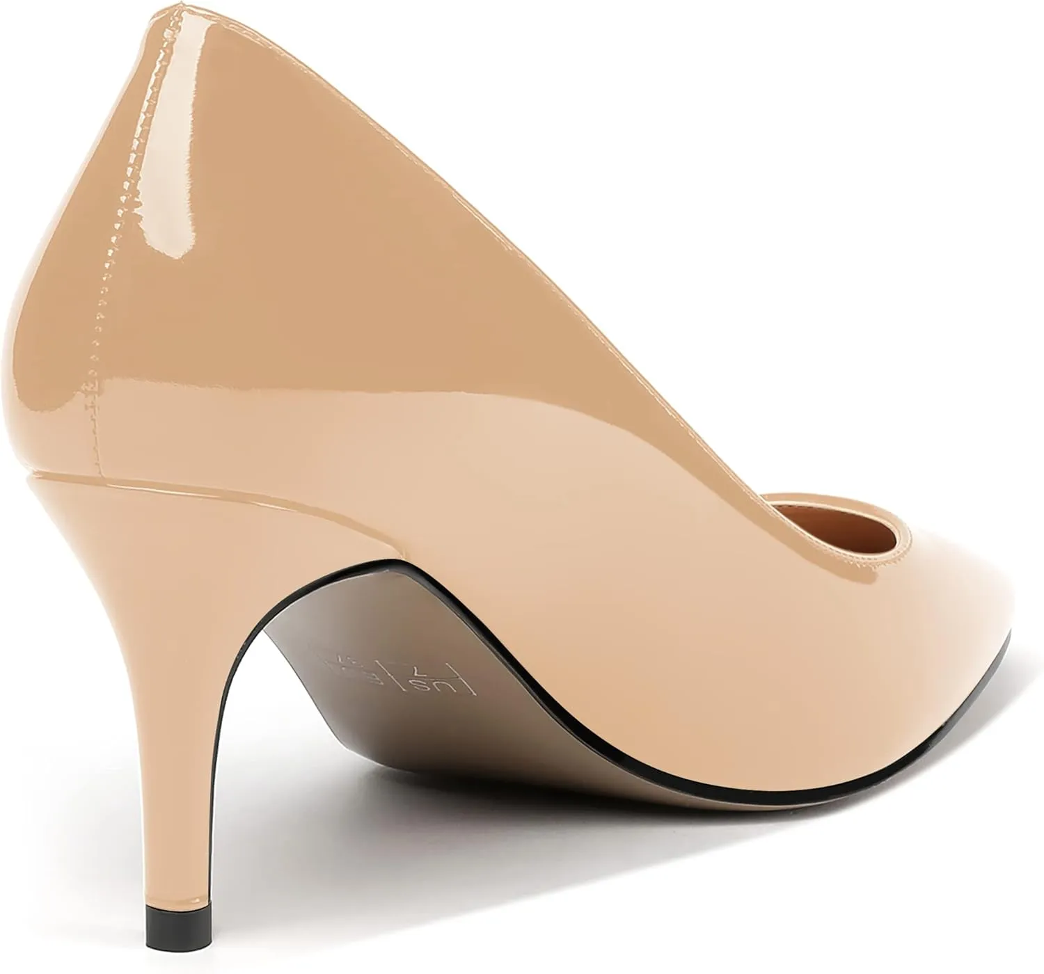MERRORI Women's Patent Square Toe Slip On Solid Stiletto Mid Heel Pumps Shoes 2.5 Inch