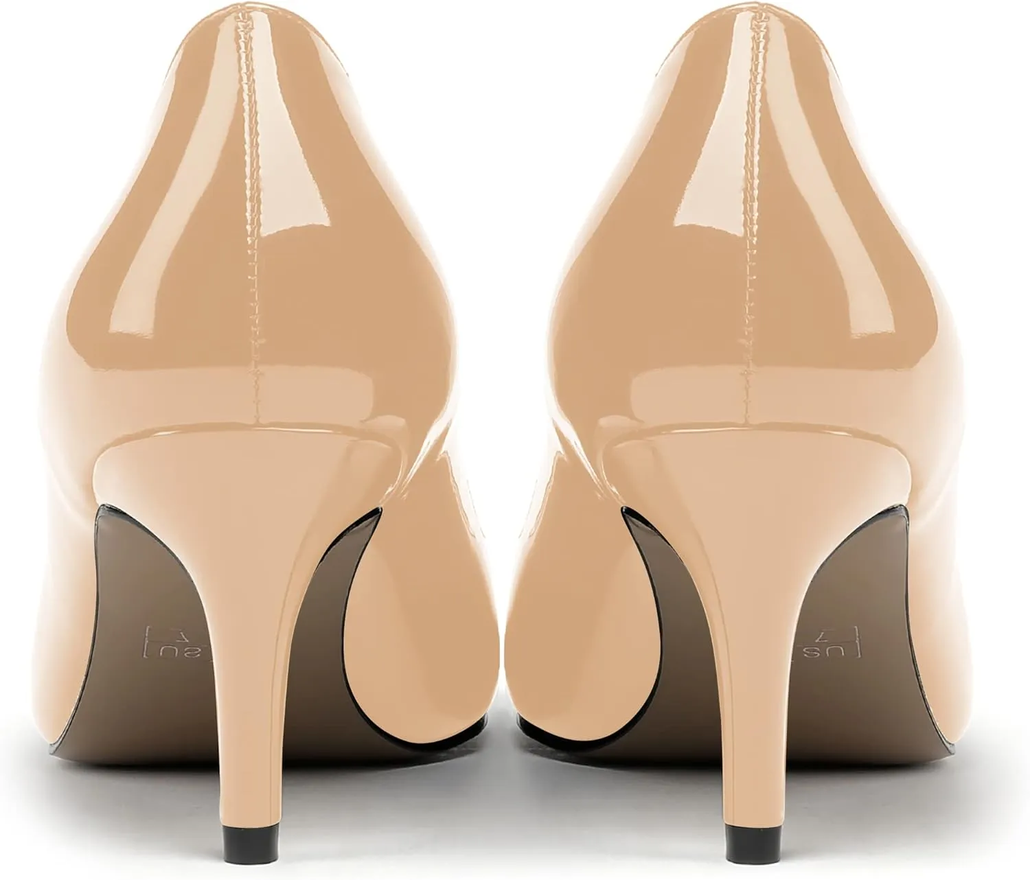 MERRORI Women's Patent Square Toe Slip On Solid Stiletto Mid Heel Pumps Shoes 2.5 Inch
