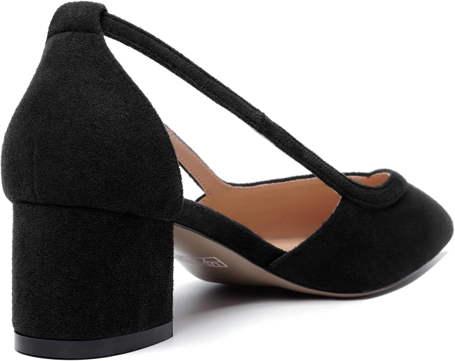 MERRORI Womens Pointed Toe Dress Heels Casual Slip On Suede Office Block Low Heel Pumps Shoes 2 Inch