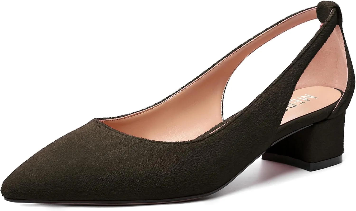 MERRORI Womens Pointed Toe Dress Slip On Suede Evening Chunky Low Heel Pumps Shoes 1.5 Inch