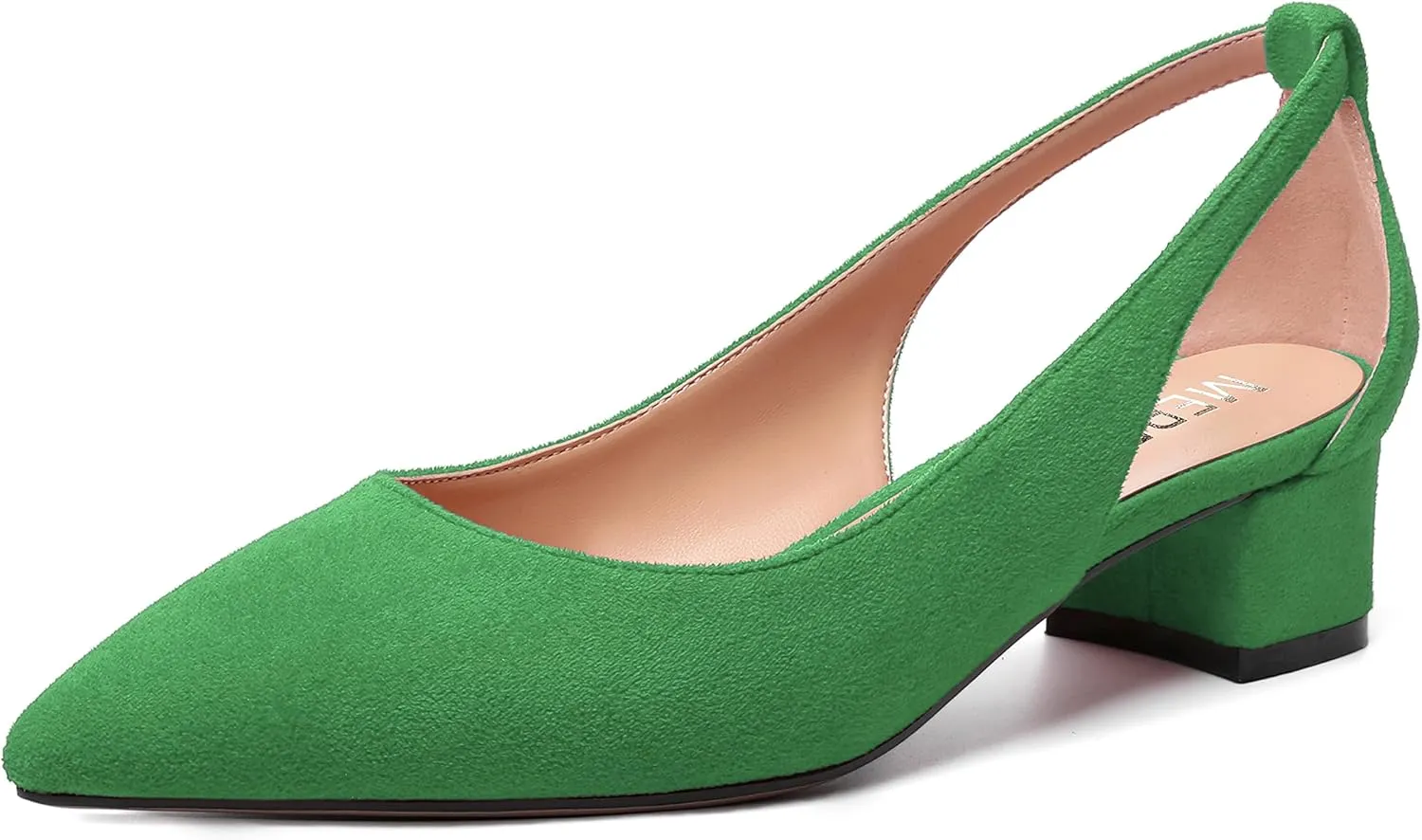MERRORI Womens Pointed Toe Dress Slip On Suede Evening Chunky Low Heel Pumps Shoes 1.5 Inch