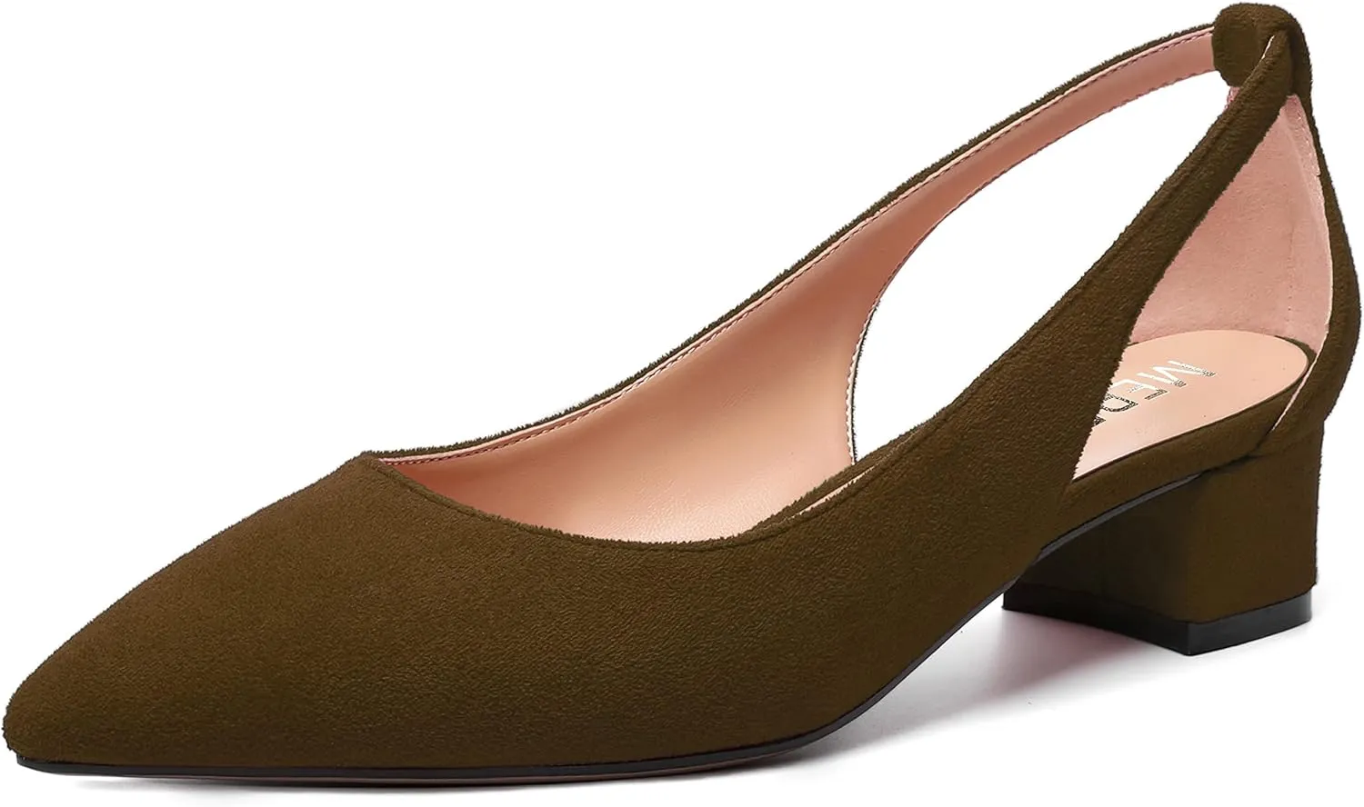 MERRORI Womens Pointed Toe Dress Slip On Suede Evening Chunky Low Heel Pumps Shoes 1.5 Inch