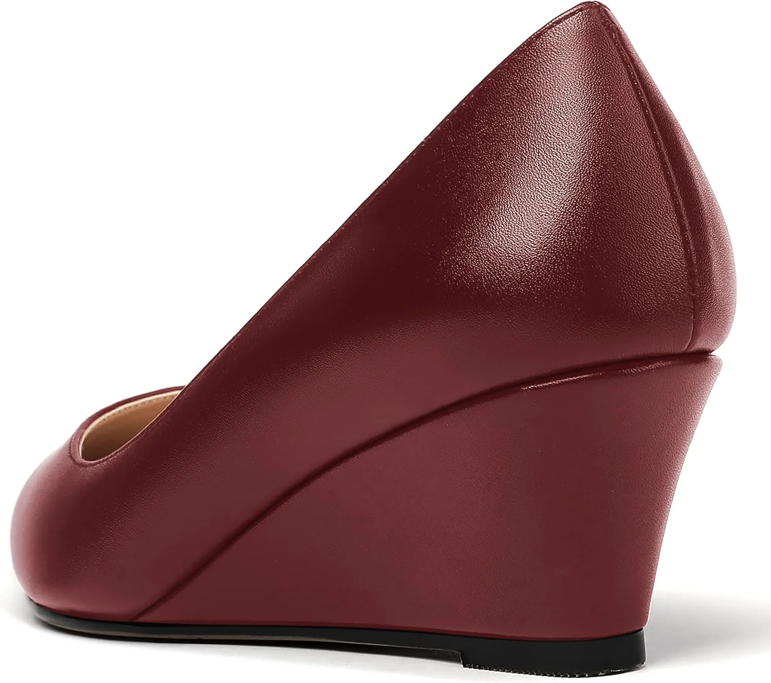 MERRORI Women's Pumps Wedge Heels Low Heel Slip On Matte Pointed Toe Pumps Womens Shoes 2 Inch