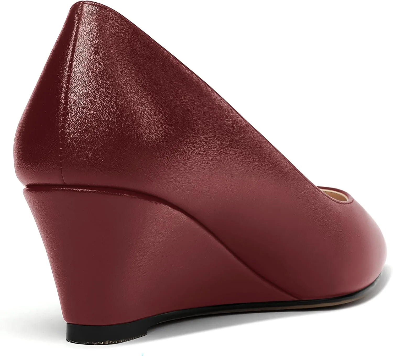 MERRORI Women's Pumps Wedge Heels Low Heel Slip On Matte Pointed Toe Pumps Womens Shoes 2 Inch