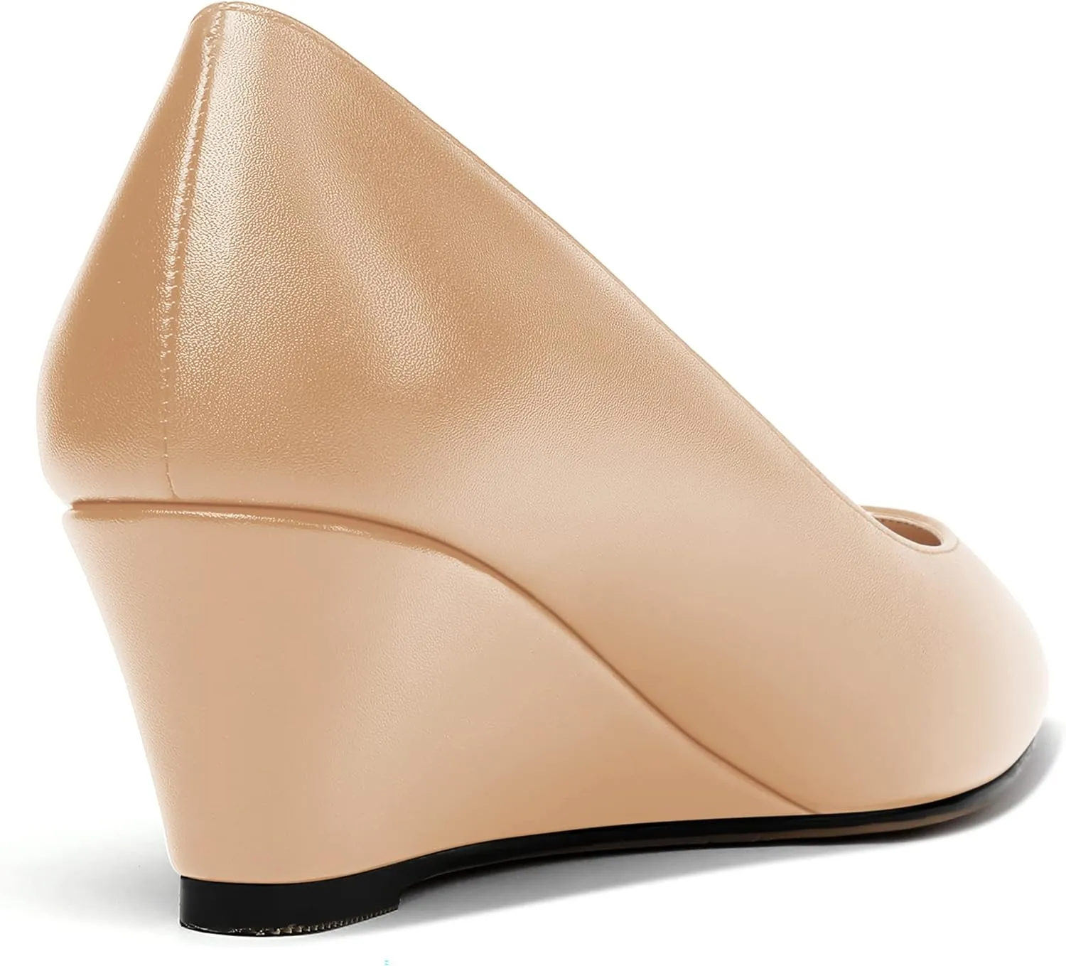 MERRORI Women's Pumps Wedge Heels Low Heel Slip On Matte Pointed Toe Pumps Womens Shoes 2 Inch