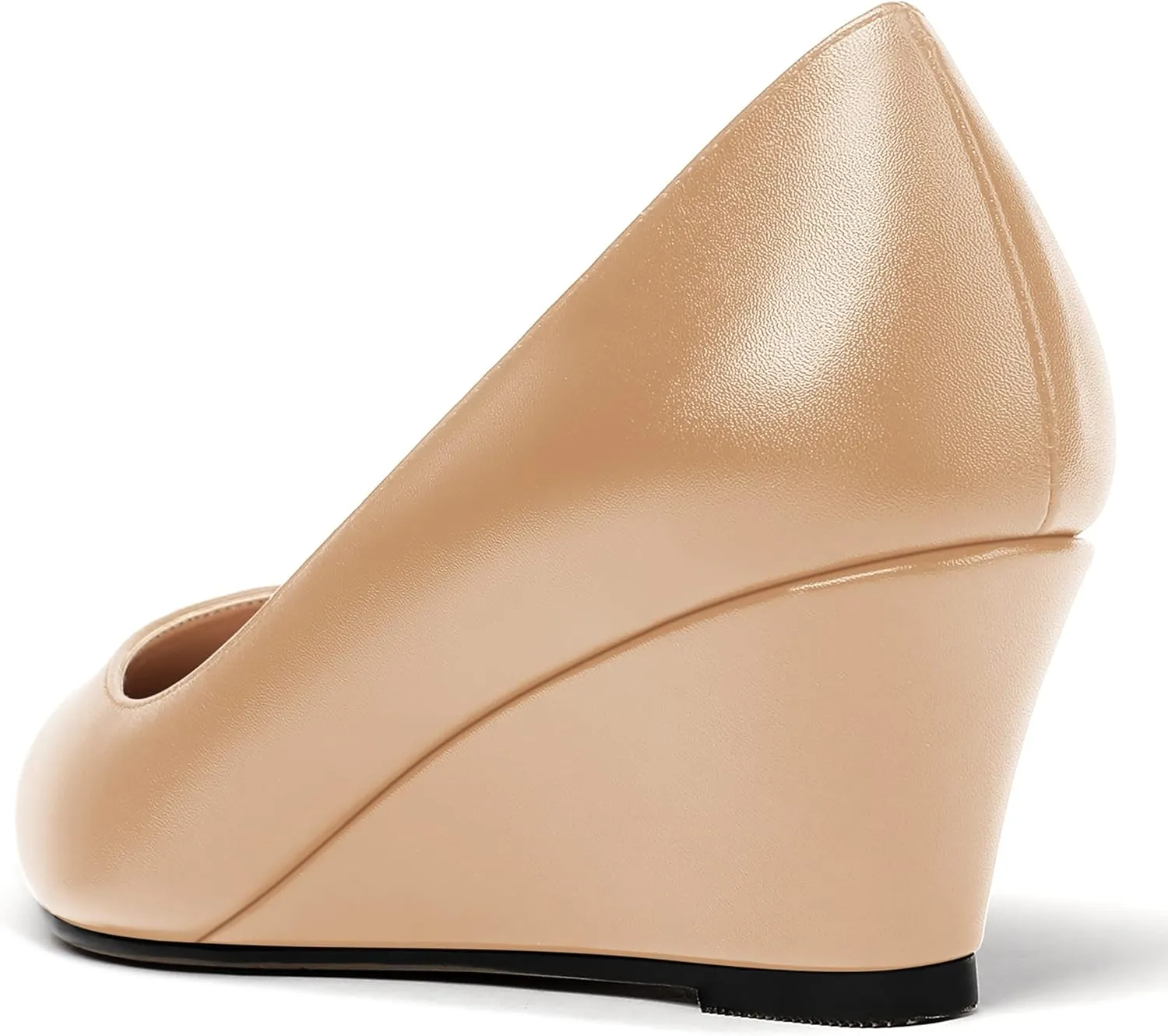 MERRORI Women's Pumps Wedge Heels Low Heel Slip On Matte Pointed Toe Pumps Womens Shoes 2 Inch