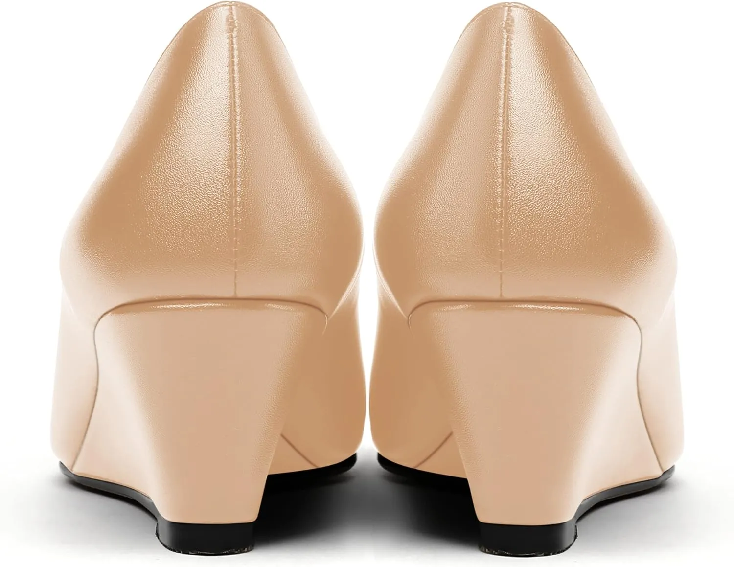 MERRORI Women's Pumps Wedge Heels Low Heel Slip On Matte Pointed Toe Pumps Womens Shoes 2 Inch