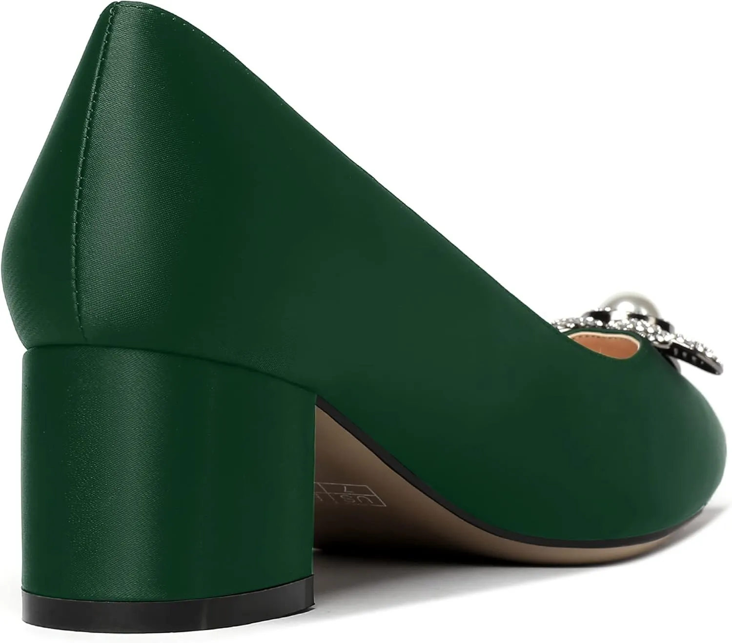 MERRORI Womens Simple Casual Slip On Solid Satin Pointed Toe Chunky Low Heel Pumps Shoes 1.5 Inch