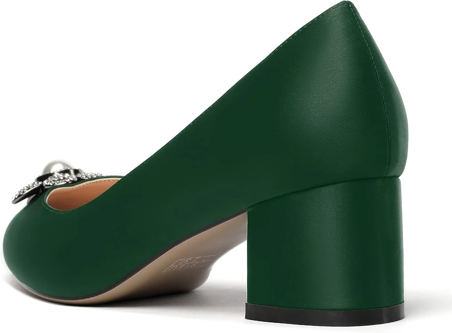 MERRORI Womens Simple Casual Slip On Solid Satin Pointed Toe Chunky Low Heel Pumps Shoes 1.5 Inch