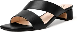MERRORI Womens Slip On Bridal Matte Fashion Open Toe Chunky Low Heel Heeled Sandals 1.5 Inch