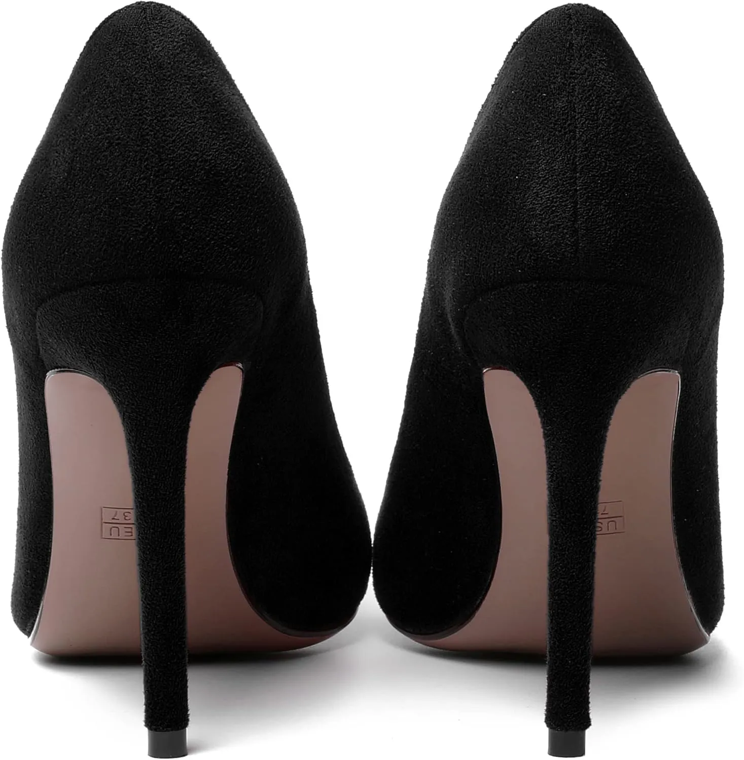 MERRORI Womens Slip On Classic Platform Round Toe Elegent Party Suede Stiletto High Heel Pumps Shoes 4 Inch