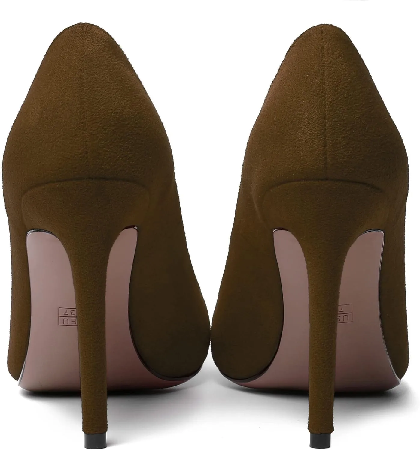 MERRORI Womens Slip On Classic Platform Round Toe Elegent Party Suede Stiletto High Heel Pumps Shoes 4 Inch