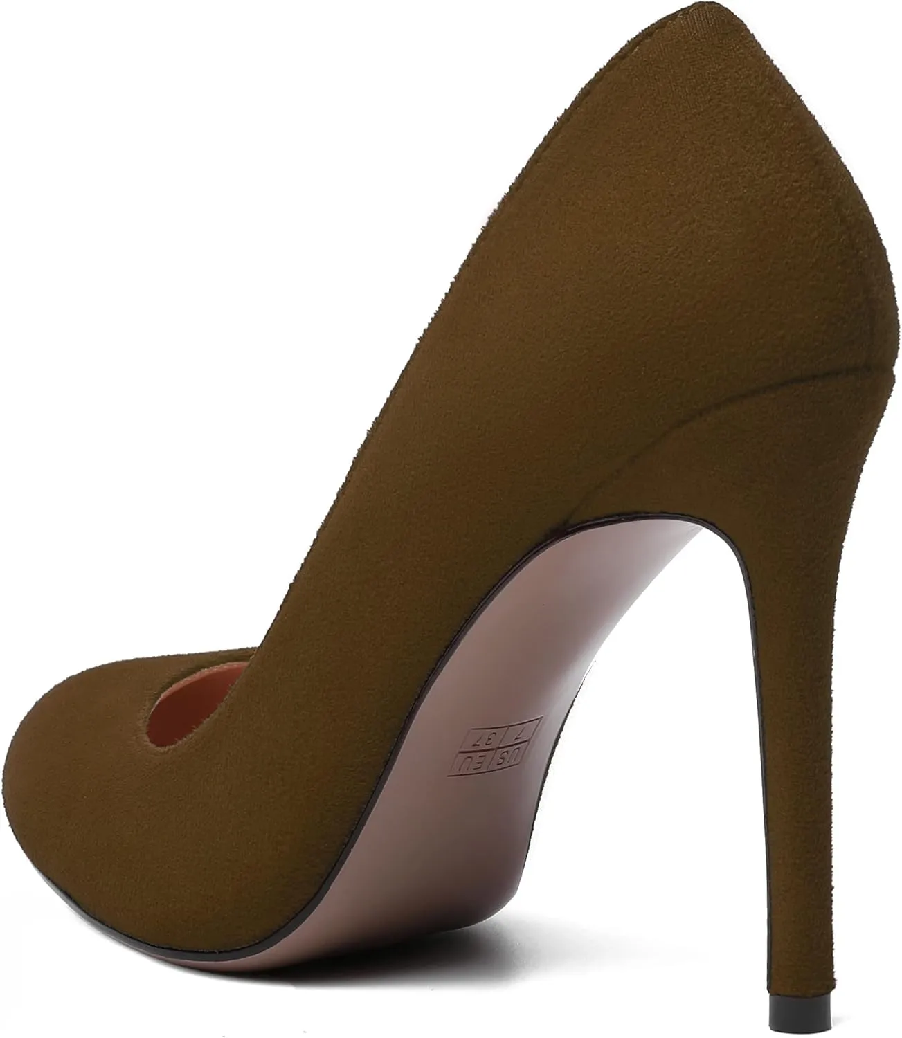 MERRORI Womens Slip On Classic Platform Round Toe Elegent Party Suede Stiletto High Heel Pumps Shoes 4 Inch