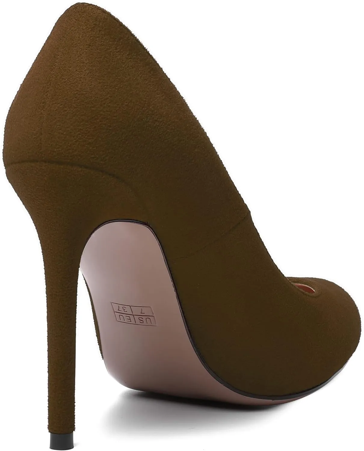 MERRORI Womens Slip On Classic Platform Round Toe Elegent Party Suede Stiletto High Heel Pumps Shoes 4 Inch