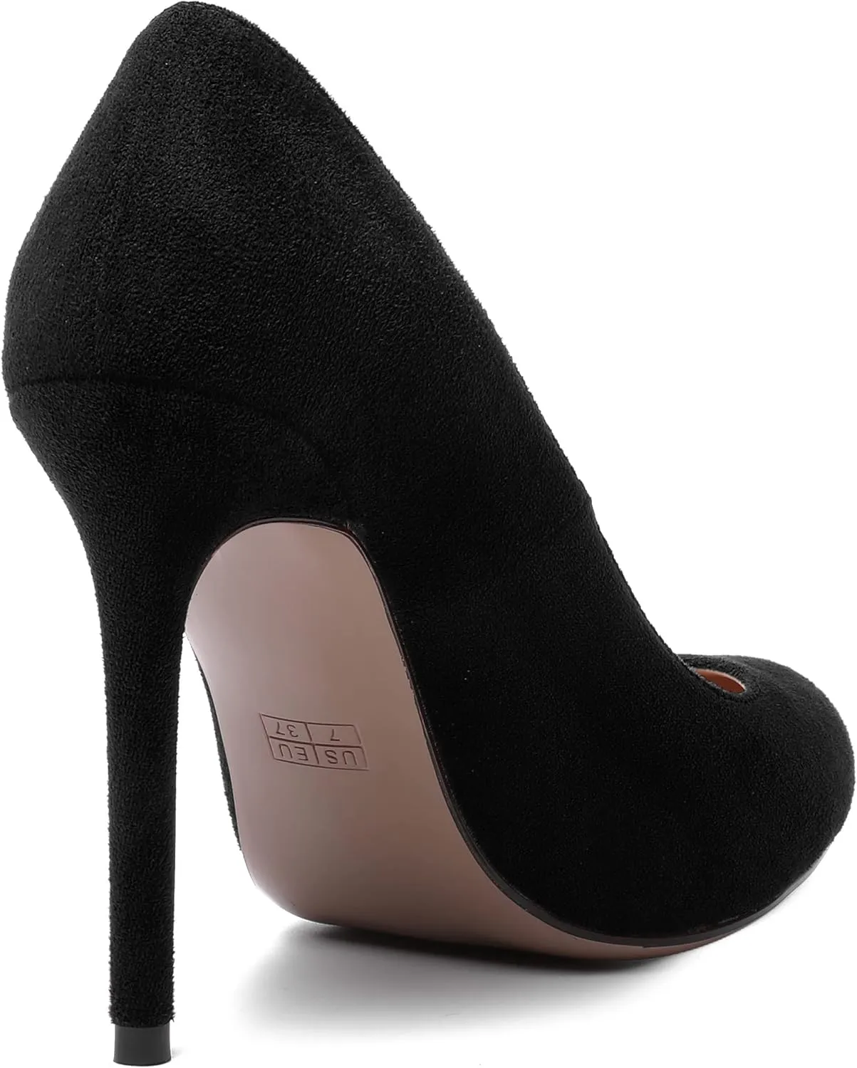 MERRORI Womens Slip On Classic Platform Round Toe Elegent Party Suede Stiletto High Heel Pumps Shoes 4 Inch