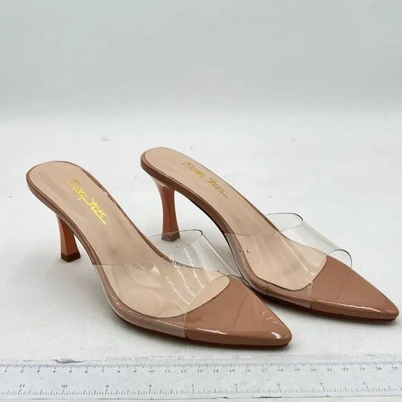 Milooey Comfy Kitten Heel Mules Open Pointed Toe Slide Sandals Cute Backless Sli