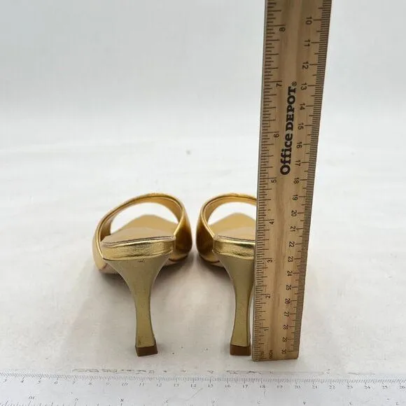 Milooey Gold Comfy High Heel Mules Open Toe Slide Sandals Cute Backless Slipper