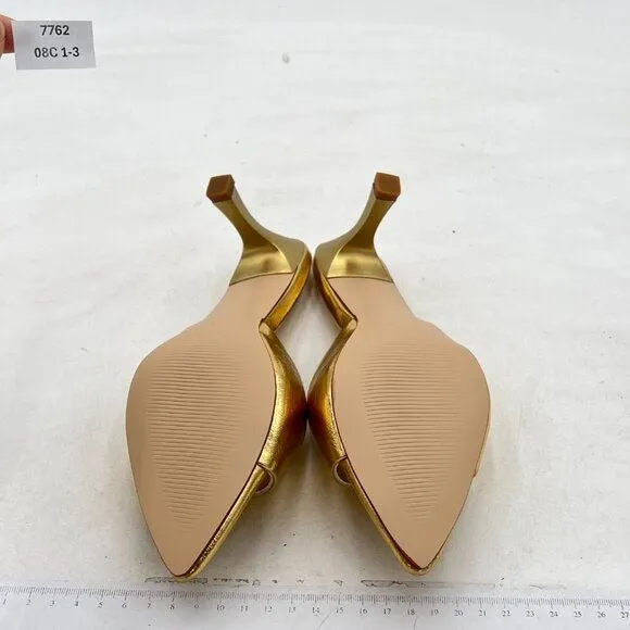 Milooey Gold Comfy High Heel Mules Open Toe Slide Sandals Cute Backless Slipper