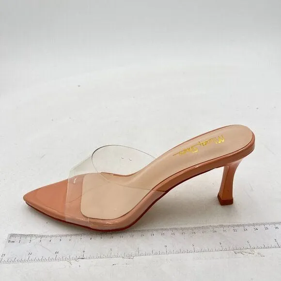Milooey Women's Comfy Kitten Heel Mules Open Pointed Toe Slide Sandals Cute Back
