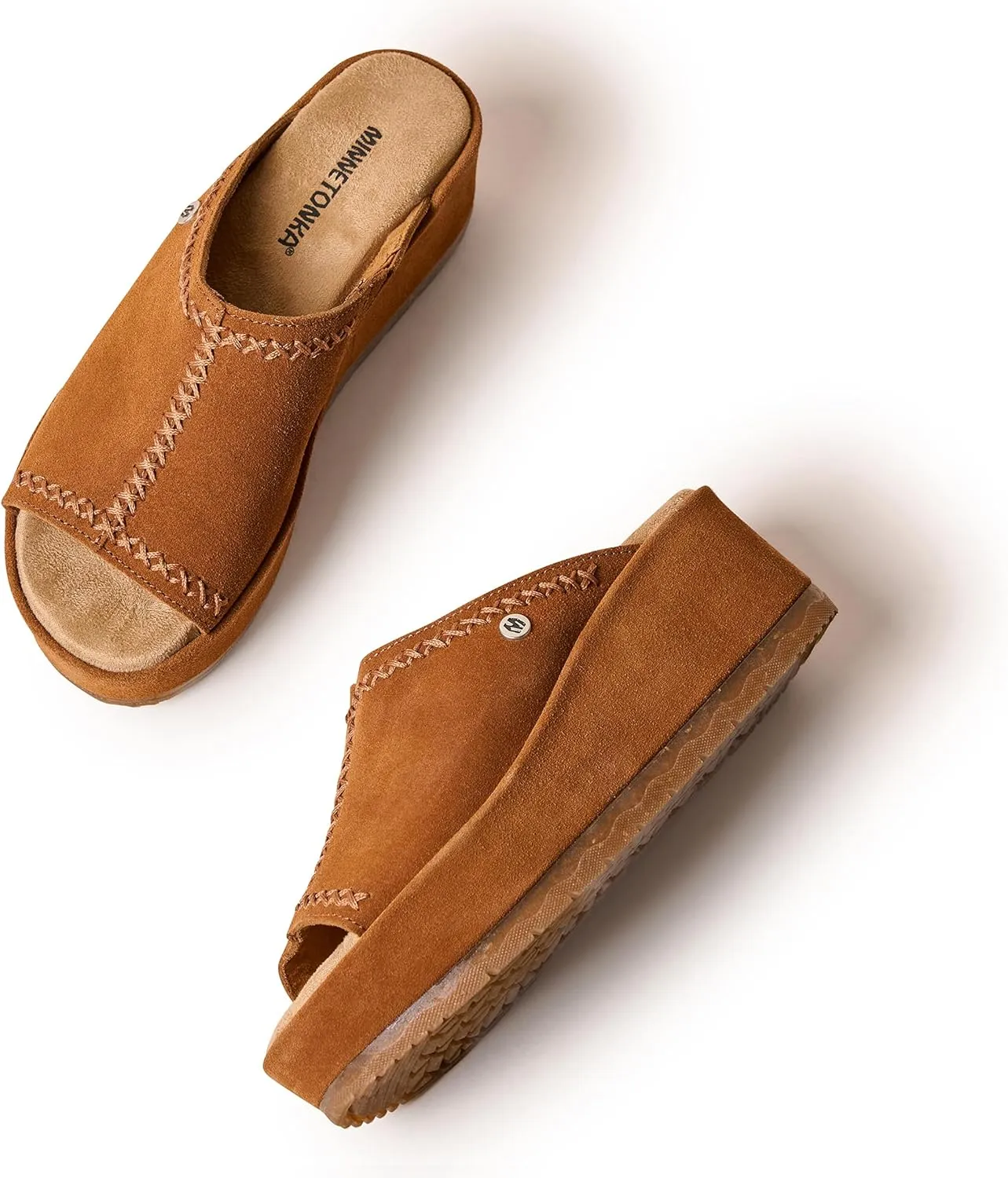 Minnetonka Paislee – Women’s Wedge Sandals with Slip-On Design, Genuine Suede, Microfiber Lining, and Thick Rubber Sole