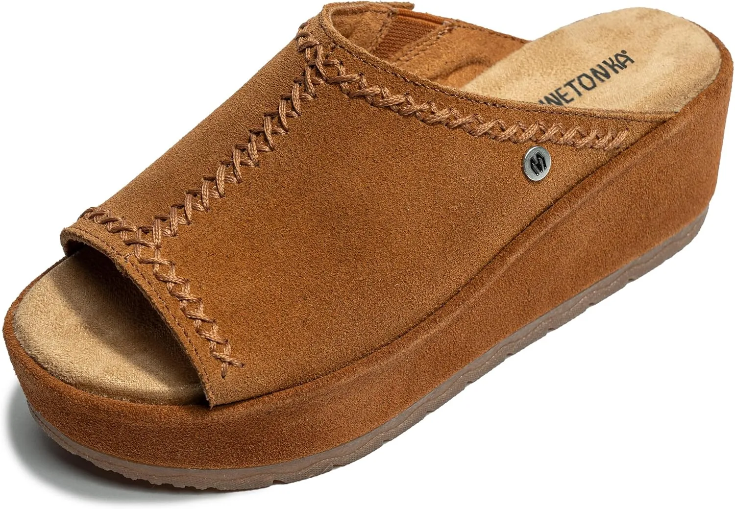 Minnetonka Paislee – Women’s Wedge Sandals with Slip-On Design, Genuine Suede, Microfiber Lining, and Thick Rubber Sole