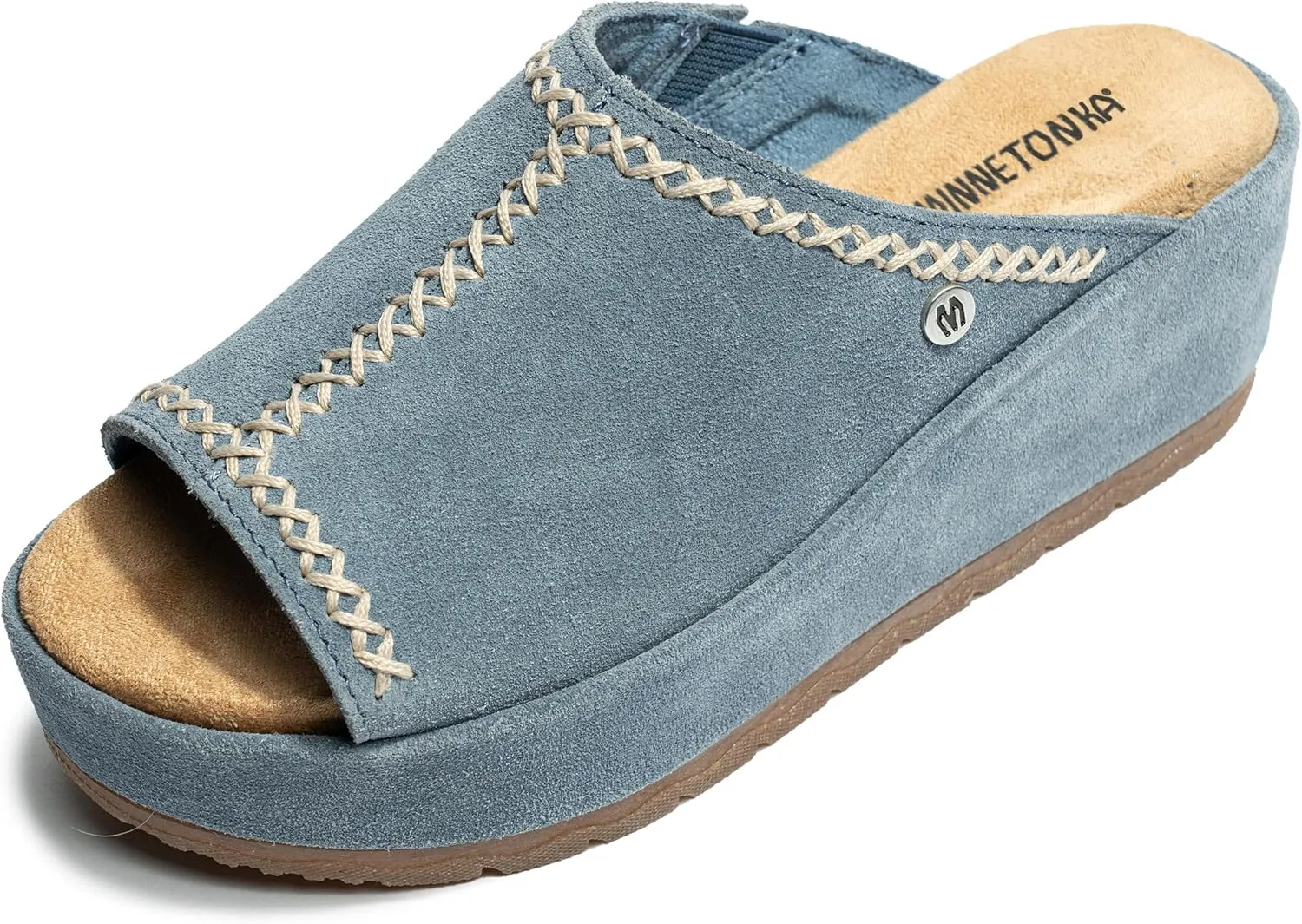 Minnetonka Paislee – Women’s Wedge Sandals with Slip-On Design, Genuine Suede, Microfiber Lining, and Thick Rubber Sole