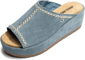 Minnetonka Paislee – Women’s Wedge Sandals with Slip-On Design, Genuine Suede, Microfiber Lining, and Thick Rubber Sole