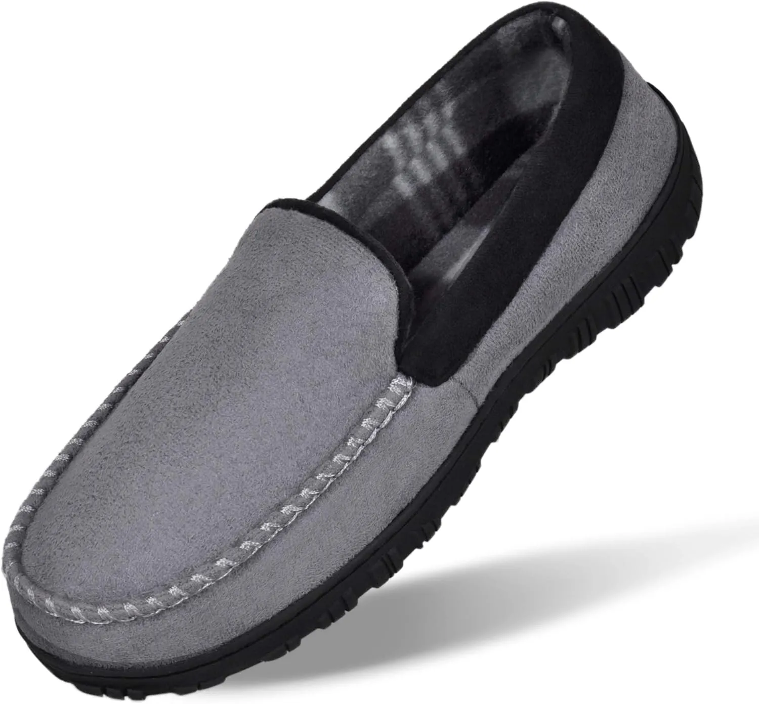 MIXIN Mens Moccasins Slippers Slip On House Shoes with Warm and Cozy Memory Foam Hard Sole Indoor Outdoor