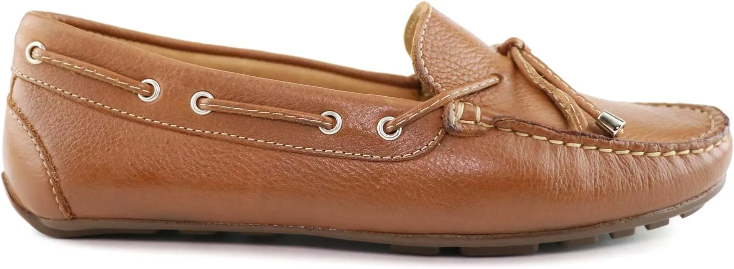 MJNY Womens Casual Comfortable Genuine Leather Lightweight Driving Moccasins Classic Fashion Tiebow Slip On Ladies Driving Loafer Flat Shoes